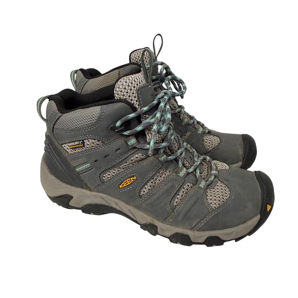 Keen Koven Mid Waterproof Hiking Boots Women's Size 8 Steel Grey Wasabi